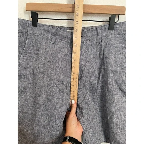 LUCKY BRAND Shorts Men 34  8"  Blue Linen Slash Pockets Adjustable Waist Bermuda - Picture 5 of 7